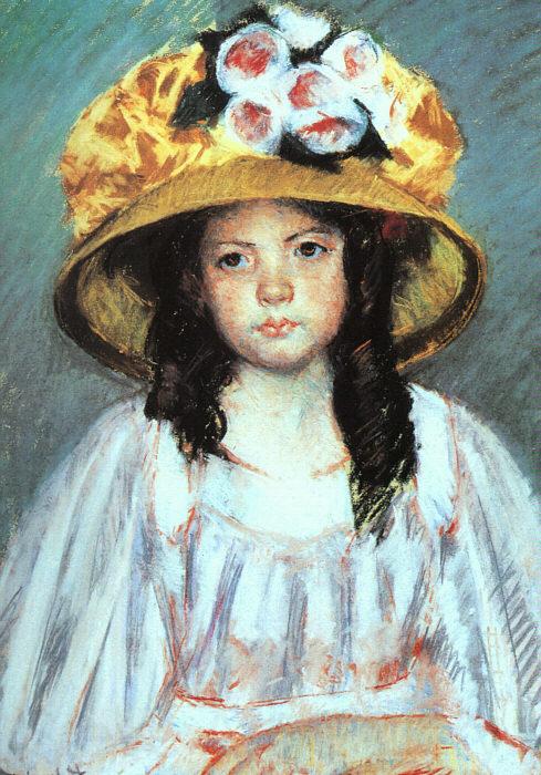 Mary Cassatt Fillette au Grand Chapeau